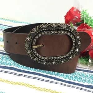 Punto Fibbia Italy Genuine Leather Belt Brown M